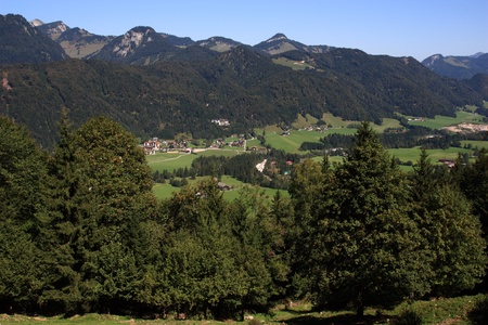 Beautiful landscape in the mountains near the Walchsee in Austriaの写真素材