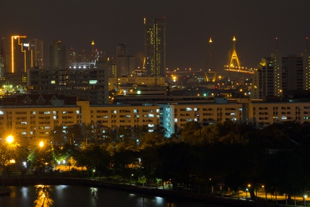 The skyline of Bangkok, foto was taken from the roof of a hotelの写真素材