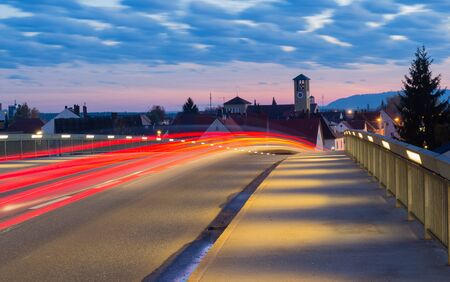 bridge in Schwandorf at Sundownの写真素材