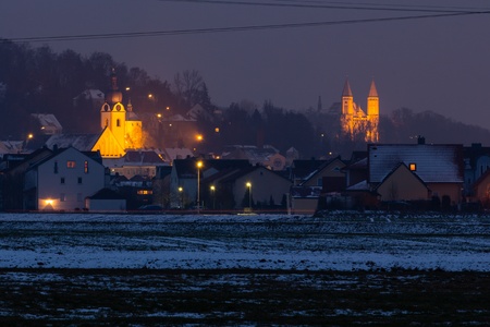 The Bavarian City Schwandorf in Winterの写真素材