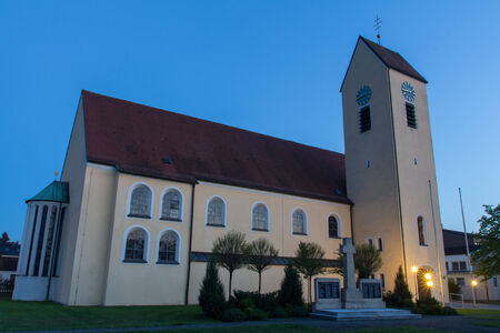 The church of Dachelhofen next to Schwandorf in Bavaria at sunsetの写真素材
