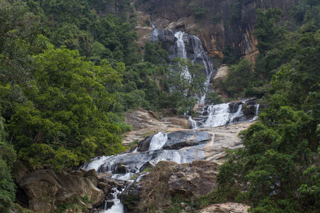 A big waterfall in Sri Lankaの写真素材
