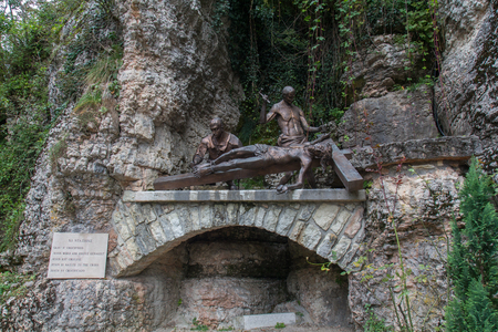 the via crucis at  Madonna della Corona Sanctuary in Italyの写真素材