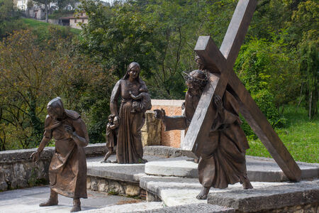 the via crucis at  Madonna della Corona Sanctuary in Italyの写真素材
