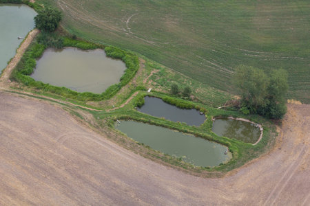 aerial view of bavarian summer landscapeの写真素材