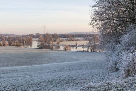 Beautiful winter Landscape next to Schwandorf in Bavariaの写真素材