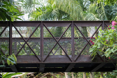 an old rusted bridge for walkers, not for cars
