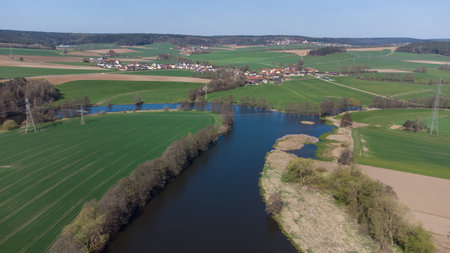 walkway through a forest in bavaria in autumnの写真素材