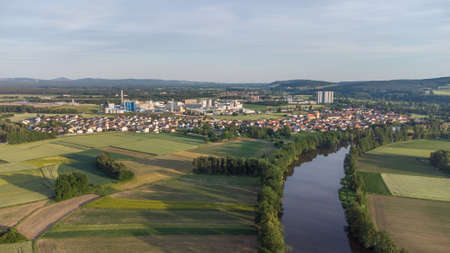 The village Dachelhofen, part of Schwandorf in Bavaria, drone viewの写真素材