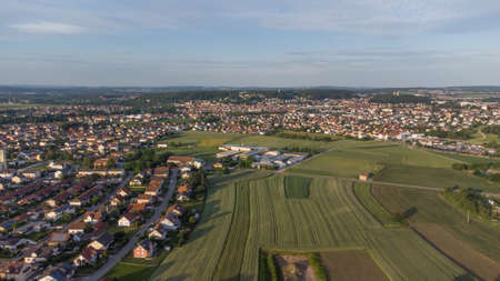 The village Ettmannsdorf, part of Schwandorf in Bavaria, drone viewの写真素材