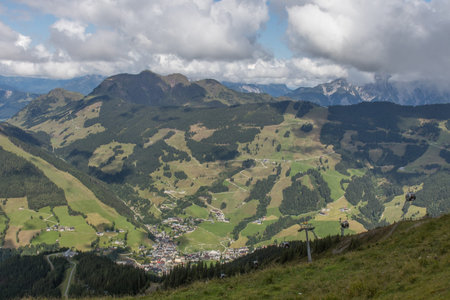 mountains next to saalbach hinterglemm in austria on a sunny dayの写真素材