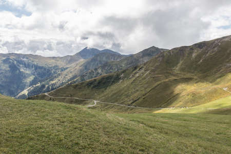 mountains next to saalbach hinterglemm in austria on a sunny dayの写真素材