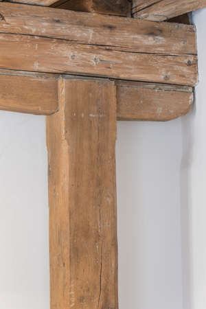 an old timber joint in a medival houseの写真素材