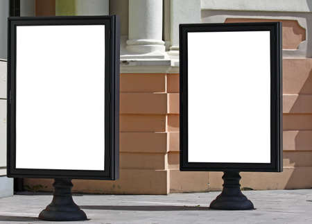Two empty billboards on the city street to add textの写真素材