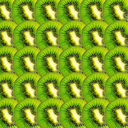 Green kiwi fruit slices texture, real photo food backgroundの写真素材