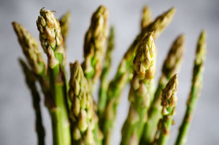 A bunch of uncooked asparagus.の写真素材
