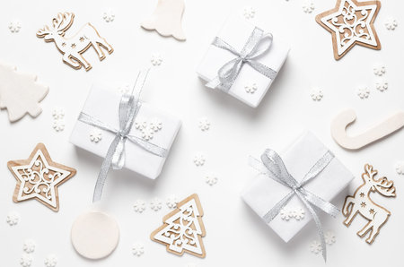 White Christmas decoration on white background.