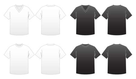 Men's T-shirt Templates Series 1-V-neck and Round-neck teesのイラスト素材
