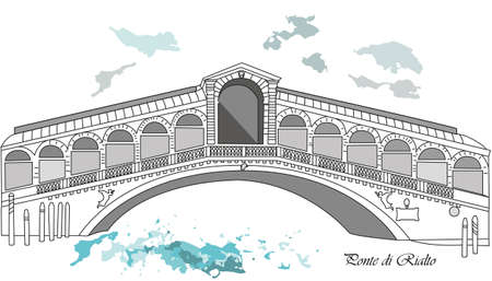Vector illustration background or post card with brige rialto in veniceのイラスト素材