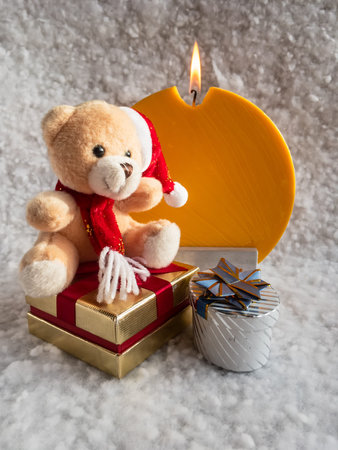 Teddy with gifts to Cristmasの写真素材