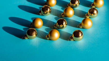 Christmas decorations balls on the turquoise background.の写真素材