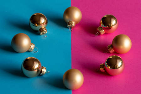 Christmas balls on the colorful background. View above.Knollingの写真素材