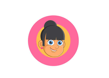 Cartoon White Kid Girl Smiling Face Logoのイラスト素材