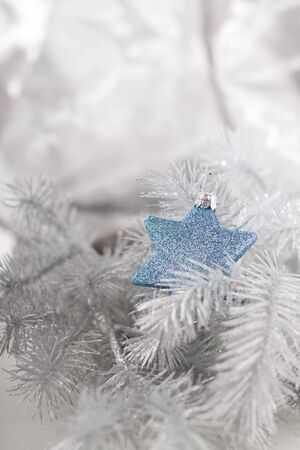 Christmas blue star baubleの写真素材
