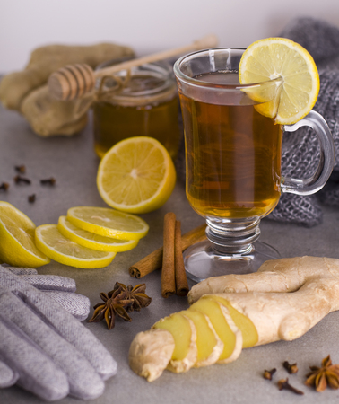 Hot tea and spicesの写真素材