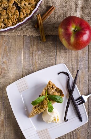 Apple pie with crumble.の写真素材