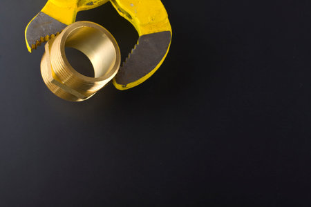 Wrench with brass fittings.の写真素材