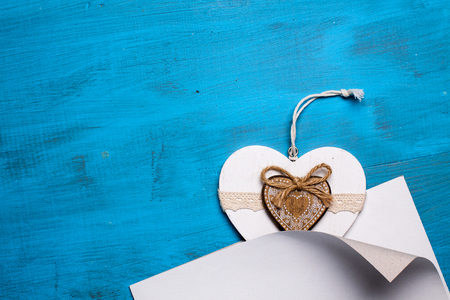 Heart packed in a briefcase as symbol of love on valentine's day.の写真素材