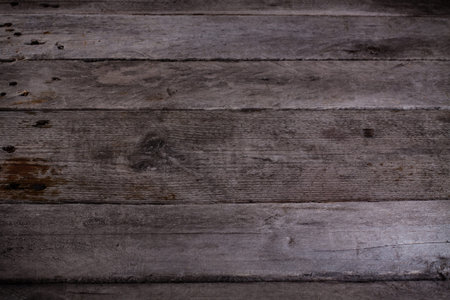 Gray background of wooden planks arranged horizontally.の写真素材