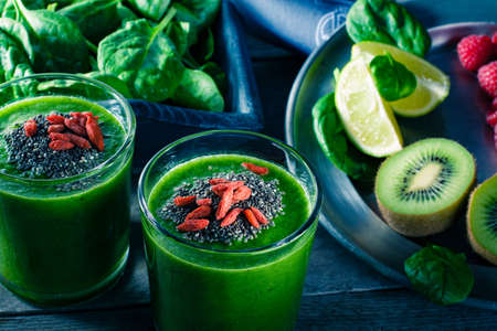 Fresh homemade green smoothieの写真素材