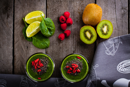 Fresh homemade green smoothieの写真素材