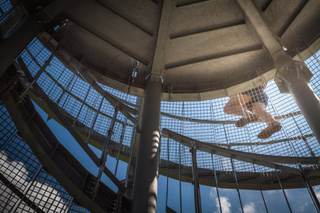Metal observation tower with a spiral staircase.の写真素材