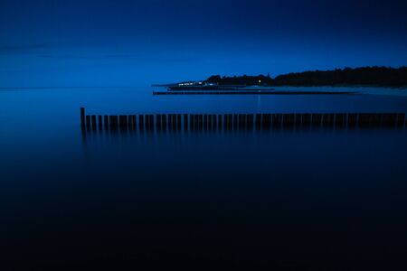 Sea coast at night. Baltic Poland.の写真素材