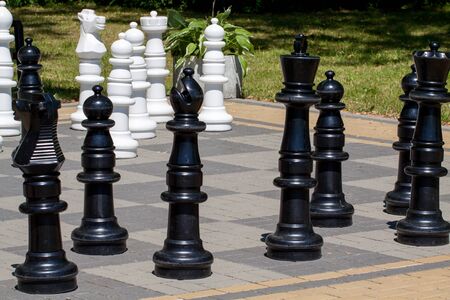 Large chess in a city park.の写真素材