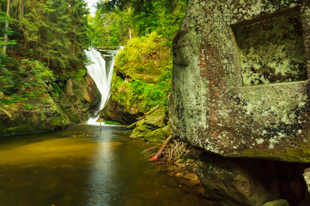 Szklarka Waterfall in Giant mountains, near Szklarska Poreba in Poland.の写真素材