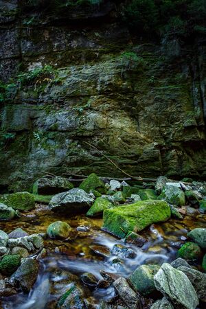 Kamienczyk waterfall, the highest waterfall in polish part of the Giant Mountains Moutain, near Szklarska Poreba.の写真素材