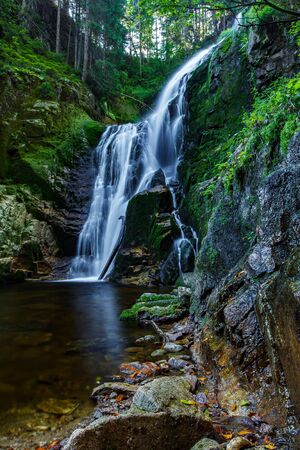 Kamienczyk waterfall, the highest waterfall in polish part of the Giant Mountains Moutain, near Szklarska Poreba.の写真素材