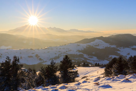 Sunset over the Tatra mountains.の写真素材