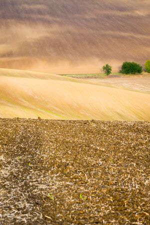 Moravian Fields. The landscape around Kyjov called the Moravian Tuscany, Czechia, Europe.の写真素材