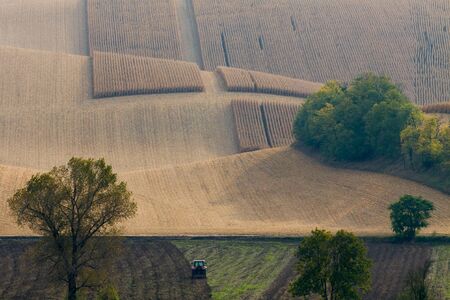 Moravian Fields. The landscape around Kyjov called the Moravian Tuscany, Czechia, Europe.の写真素材