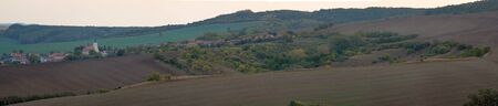 Small village with church at South Moravia in Czechia.の写真素材