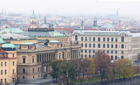 Panorama of the city of Prague and Prague Castle and roofs.のeditorial素材