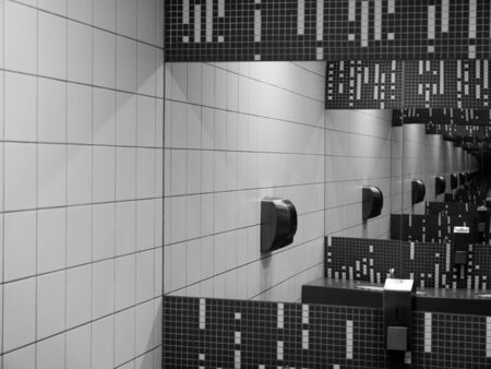 Abstract of mirrors, deep corridor. Black and white photography.の写真素材