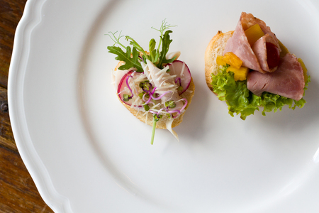 Small sandwiches for quick break time.の写真素材