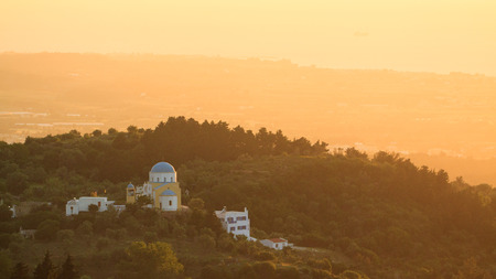 Sunset view from Asfendiou village in Kos island Greeceの写真素材