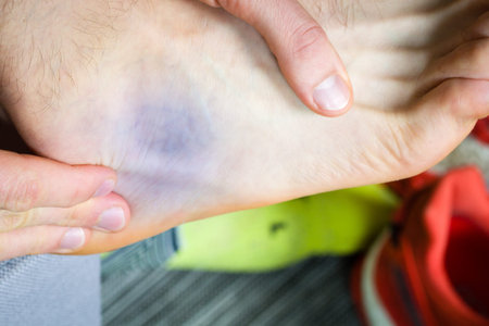 Bruise near ankle, common runners contusion.